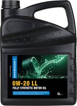 Zwarte 5L jerrycan Lindemann OW-20 LL vol synthetische motorolie met groene vloeistof-afbeelding.