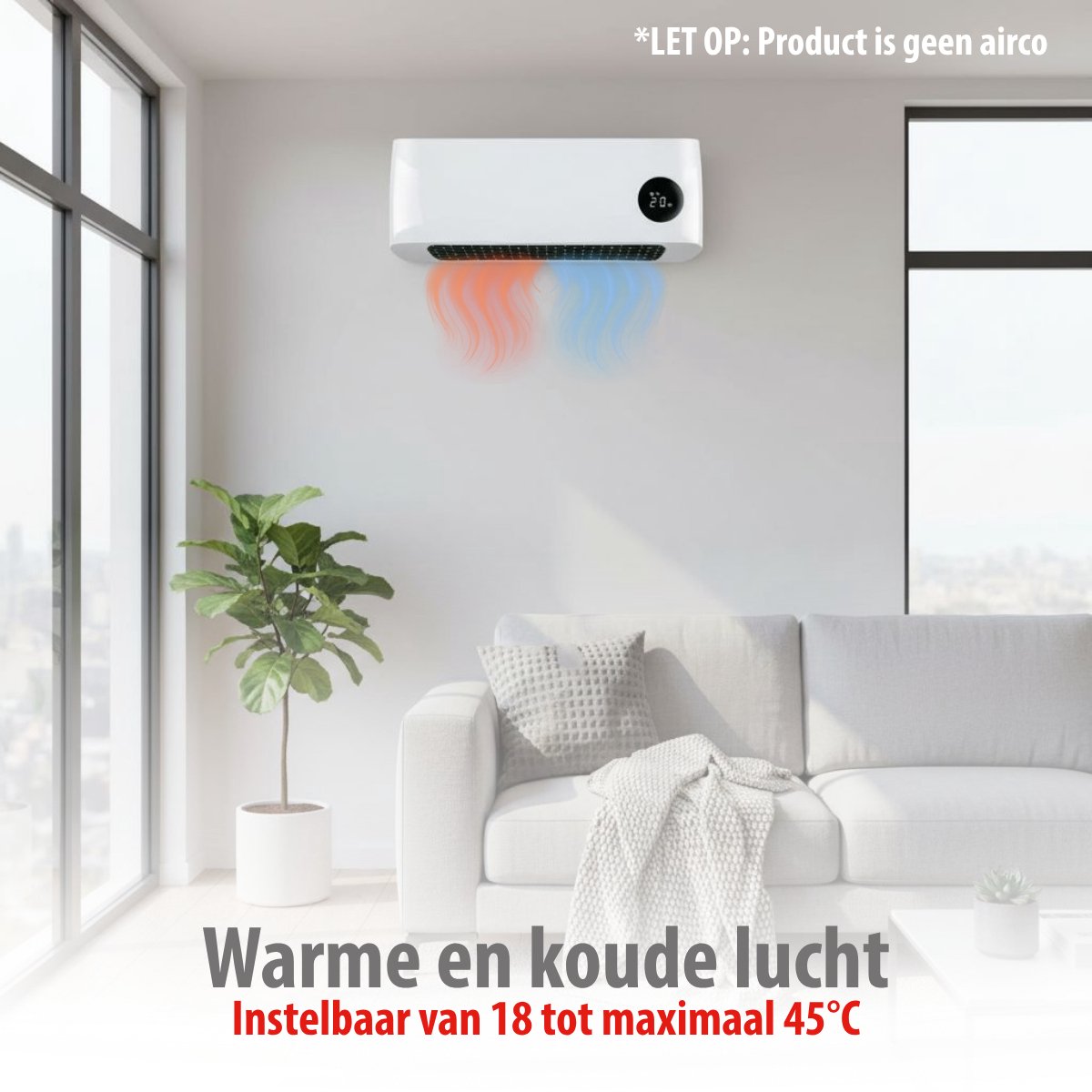 Alpina Elektrische Verwarming En Ventilator - Ventilatorkachel 2000W Convectorkachel Voor Wandmontage Wandventilator Met Afstandsbediening Instelbare Thermostaat En Timerfunctie Wit5