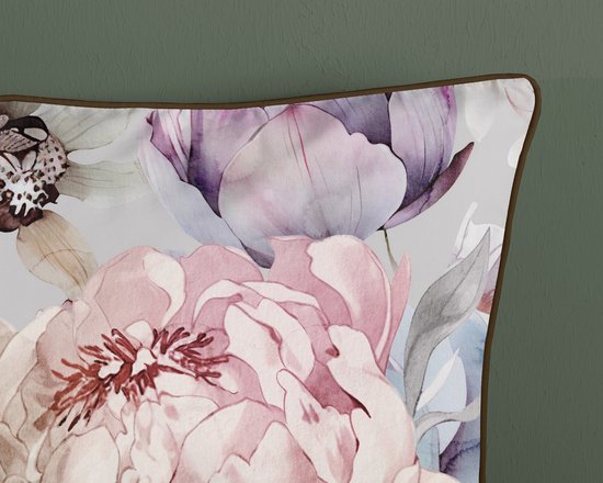 Descanso dekbedovertrek bloemen - 2 persoons 200x200/220 cm - Grijs - 100% Katoen satijn — afbeelding 3