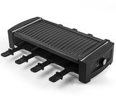 Gourmetstel – 8 Personen – 1200W – Raclette – Raclette Gourmet Set – Anti-Aanbaklaag – Extra lange 2 meter Kabel – Vaatwasserbestendig – Zwart – Saaf