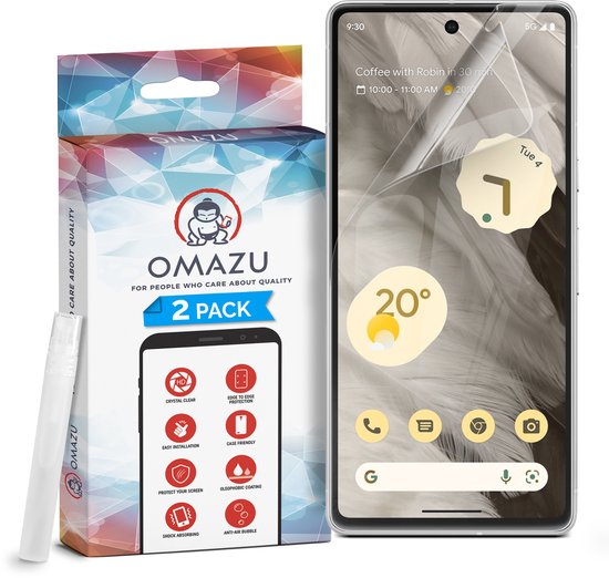 Google Pixel 9A, OMAZU 3D Flex TPU Screenprotector, 2 Pack (100% vingerafdruk scanner compatible) met kras herstellende coating, Edge to Edge bescherming, Geen Glazen protector