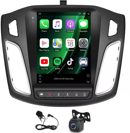 Autonavigatiesysteem - Compatibel met Ford Focus-modellen van 2012-2018 - Android 13-besturingssysteem - 9,7-inch display - Ondersteunt CarPlay/Android Auto - 2 GB RAM + 32 GB opslagruimte - GPS, wifi, Bluetooth