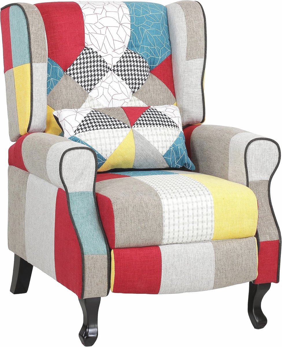 Relaxstoel met Gevoerde Voetensteun en Comfortabel Patchwork Design