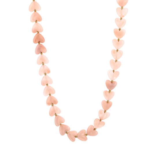 Collier de Perles en forme de cœur - Or /Rose - Trend Automne-Hiver 2025 - Acier inoxydable - Ne se décolore pas - Idée cadeau de Noël - 40 + 5 cm