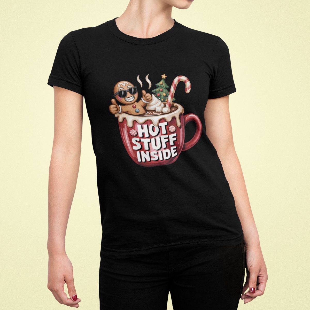 Hot Stuff Inside - T-shirt Vrouw - T-shirt Zwart - Grappig T-shirt - Maat XL - Cadeau Vrouwen - Limited Edition