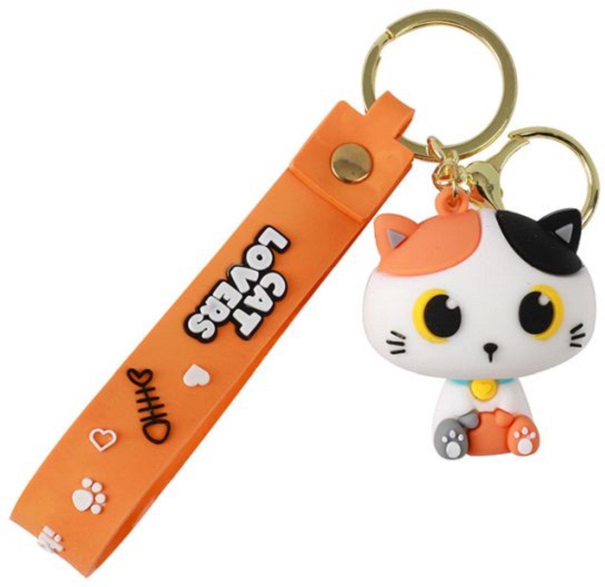 iTotal Sleutelhanger Lanyard ORANJE KAT Keychain ORANGE CAT Plastic and Metal 4x4.5cm