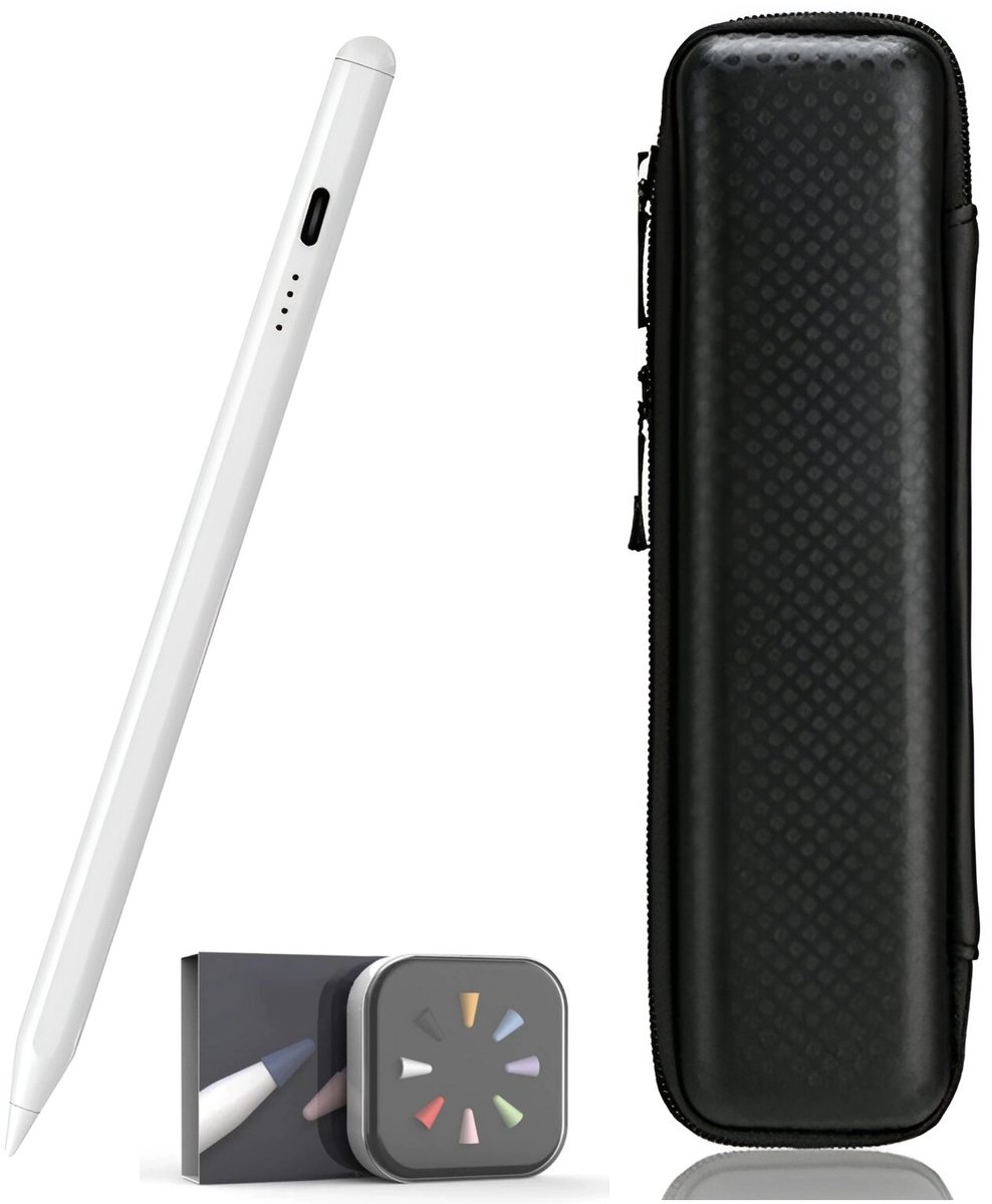 Studio Air® SP3i Stylus Pen voor iPad met Case en 8 Pencil Tips - Alternatief voor Apple Pencil - USB-C Oplaadbare iPad Pen - Geschikt als Stylus Pen voor iPads vanaf 2018 - Wit