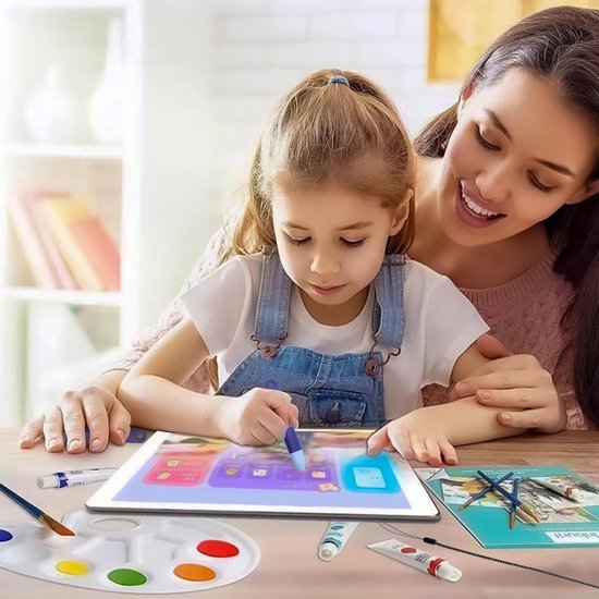 2 Pack Kindvriendelijke Stylus Pennen - Makkelijk vast te houden - Duurzaam en veilig met anti-verlies sluitingen - Premium stylus pennen compatibel met alle touchscreen apparaten (Blauw + Paars) — afbeelding 5