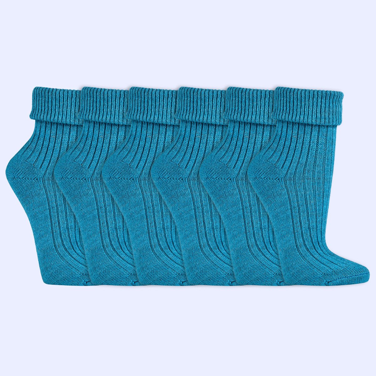 Wollen sokken | Dames sokken | 100% Natuurlijk | Kleur: Blauw | 35-38 / 39-42 | 6 paar