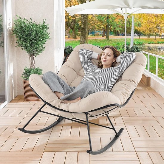 Lesli Living Cozy Schommelstoel Stone Grey - Ellermann Tuinmeubelen