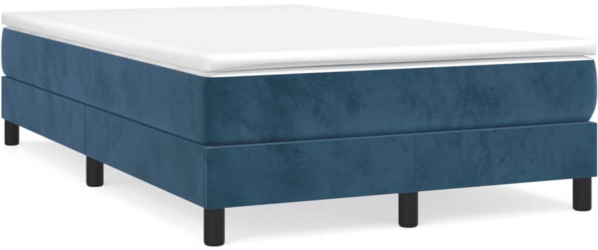 Tweepersoonsbed | Dubbelbed | Volwassenenbed | Boxspring met matras fluweel donkerblauw 120x190 cm