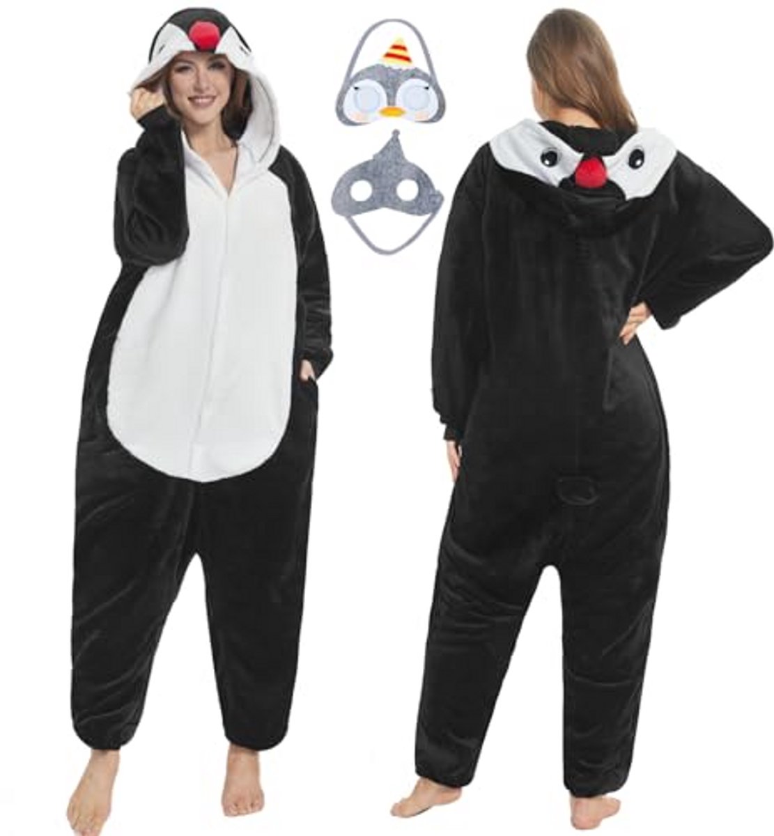Dames- en herenpyjama eendelig unisex dieren jumpsuit voor carnaval en feest