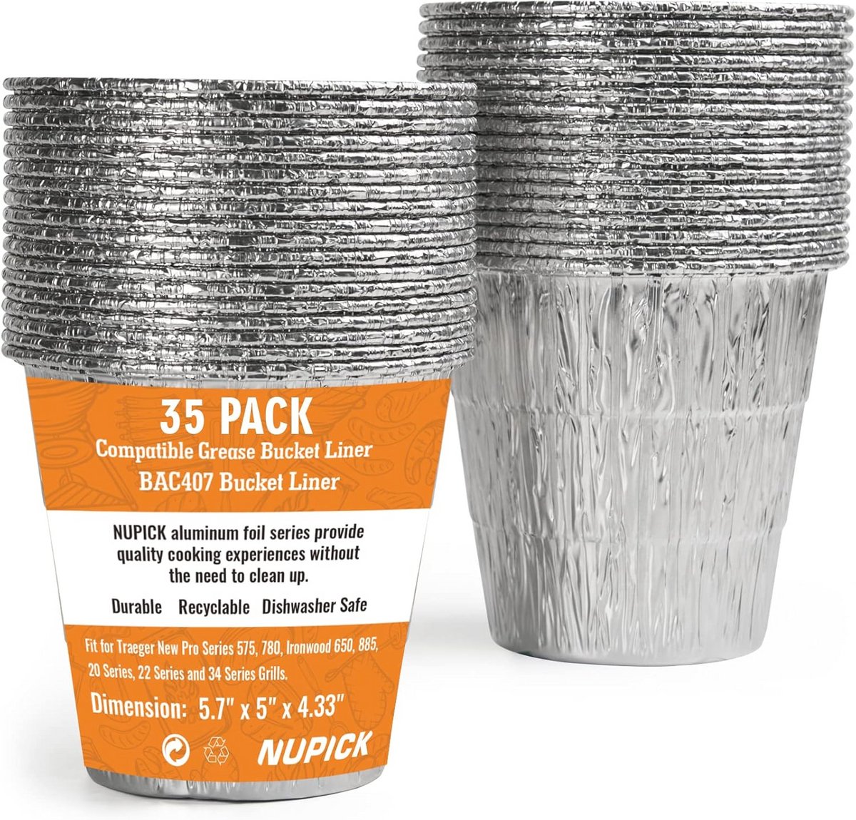 Binnenemmer voor vetemmer geschikt voor grills 35 stuks 12 5 x 11 4 cm