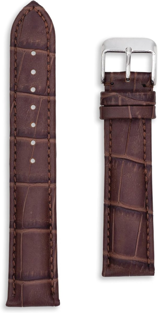 Horlogeband van kalfsleer met krokodilprint - 18mm, 20mm, 22mm - zwart, bruin, donkerbruin
