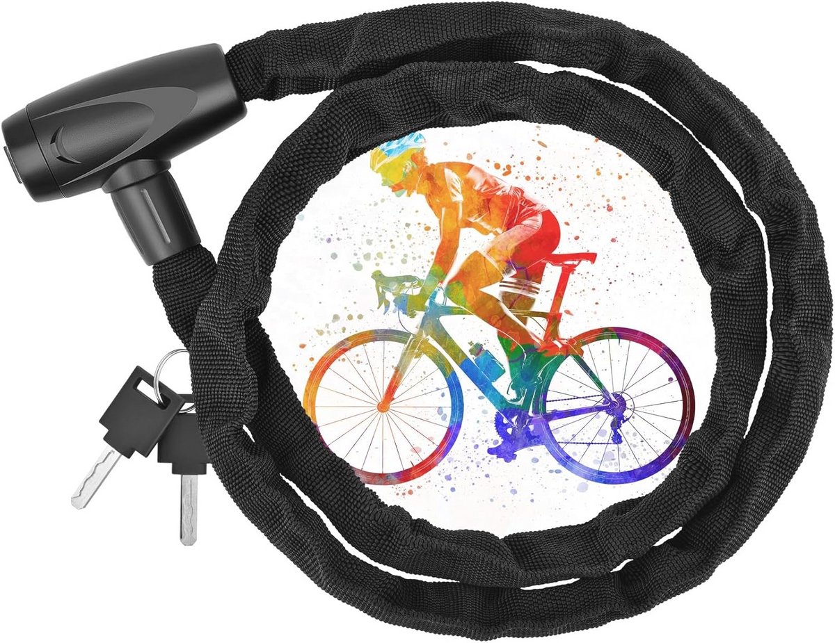 Veiligheidskettingslot voor Fiets en Mountainbike - Diefstalbeveiliging met Sleutel - Zwart