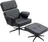 HOMCOM Relaxfauteuil met voetenbank draaibaar - Fauteuil - Loungestoel - Tv-fauteuil - Zwart