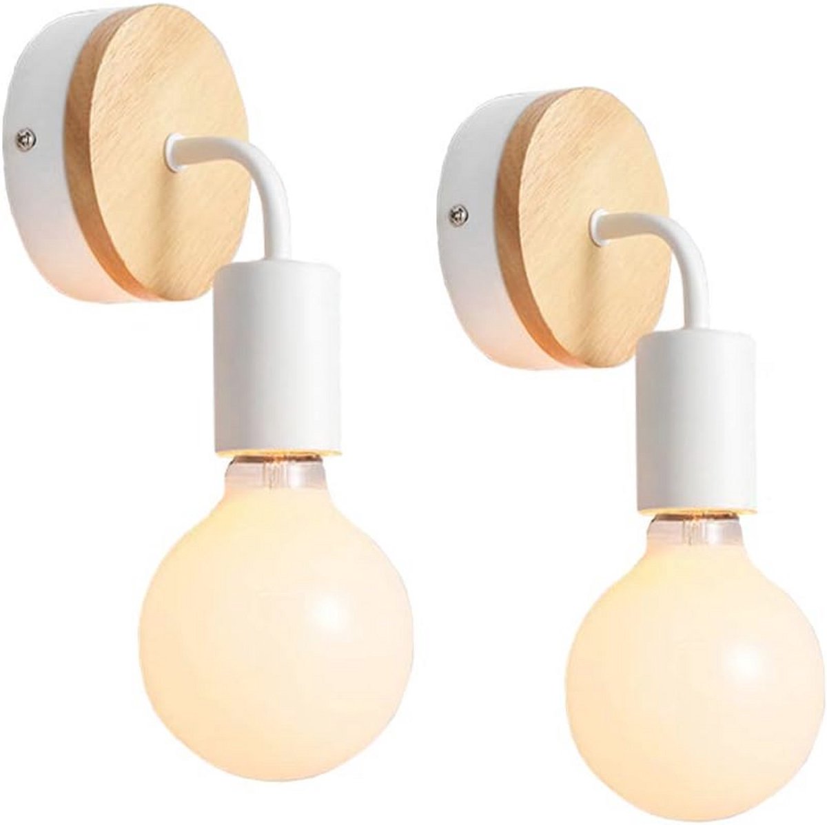Set van 2 minimalistische wandlampen voor binnen - E27 - wandverlichting voor slaapkamer, 