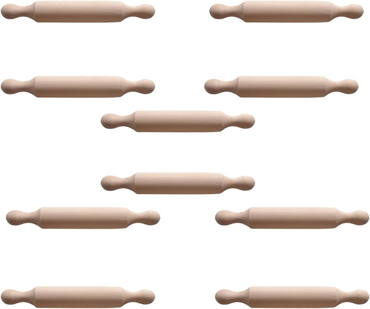 Houten Mini Deegroller Set - 10 Stuks - 15,6 cm - Perfect voor Kinderen en Kleine Keukens