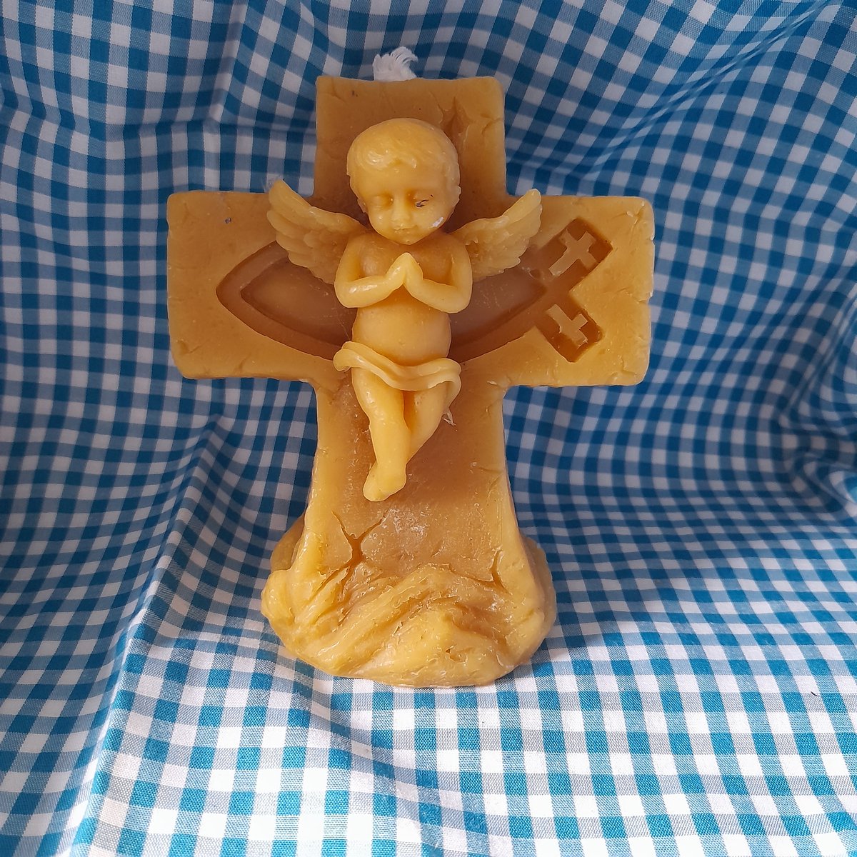 Bijenwas kaars, kruis engel