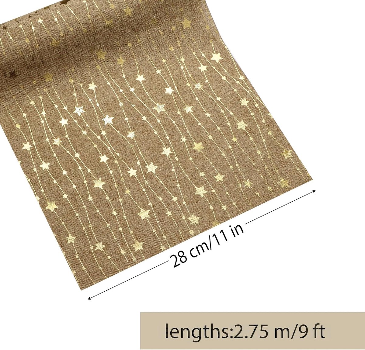 Kerst tafelkleed - Kerst tafelloper - kerstdecoratie voor binnen - kersttafelloper - tafelkleed - kerstdecoratie woonkamer - kerstdecoratie tafel - kerst decoratie - Kerst tafelkleden - 28cm*2.75m - Goud – foto 5