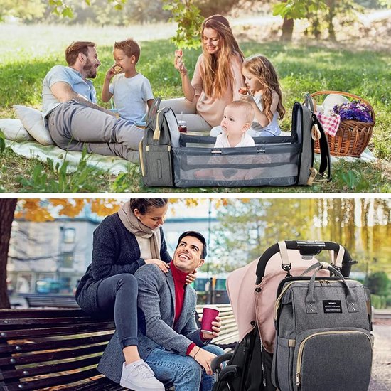 Babyverzorgingstas, luierrugzak, babyreistas met verschoningsmatje, multifunctionele, waterdichte luiertas met grote capaciteit. — afbeelding 2