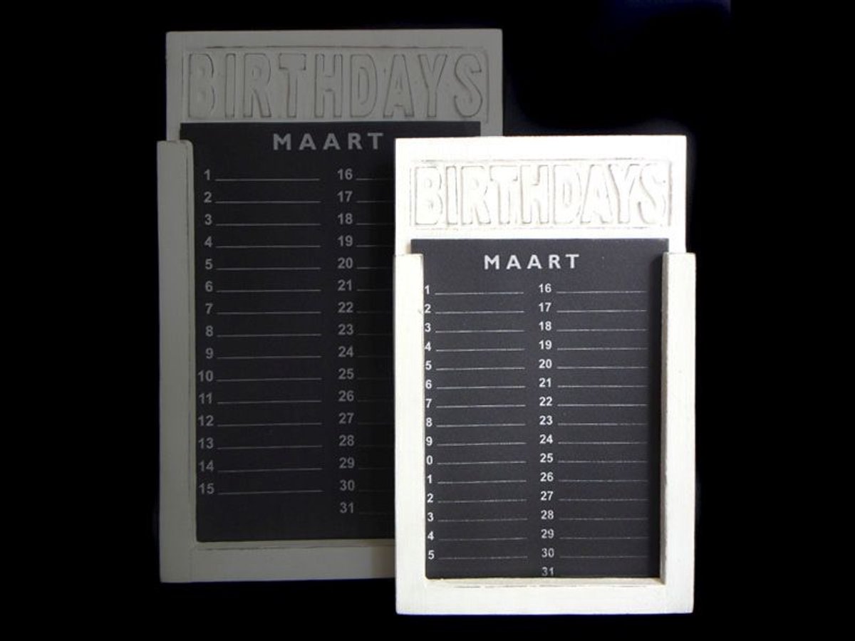 Verjaardagskalender 28x18cm white