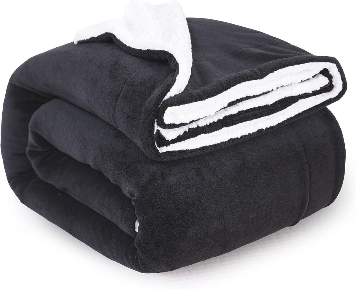 Zachte Sherpa Fleecedeken voor Twee Personen - Warme Pluizige Plaid Deken 150 x 200 cm