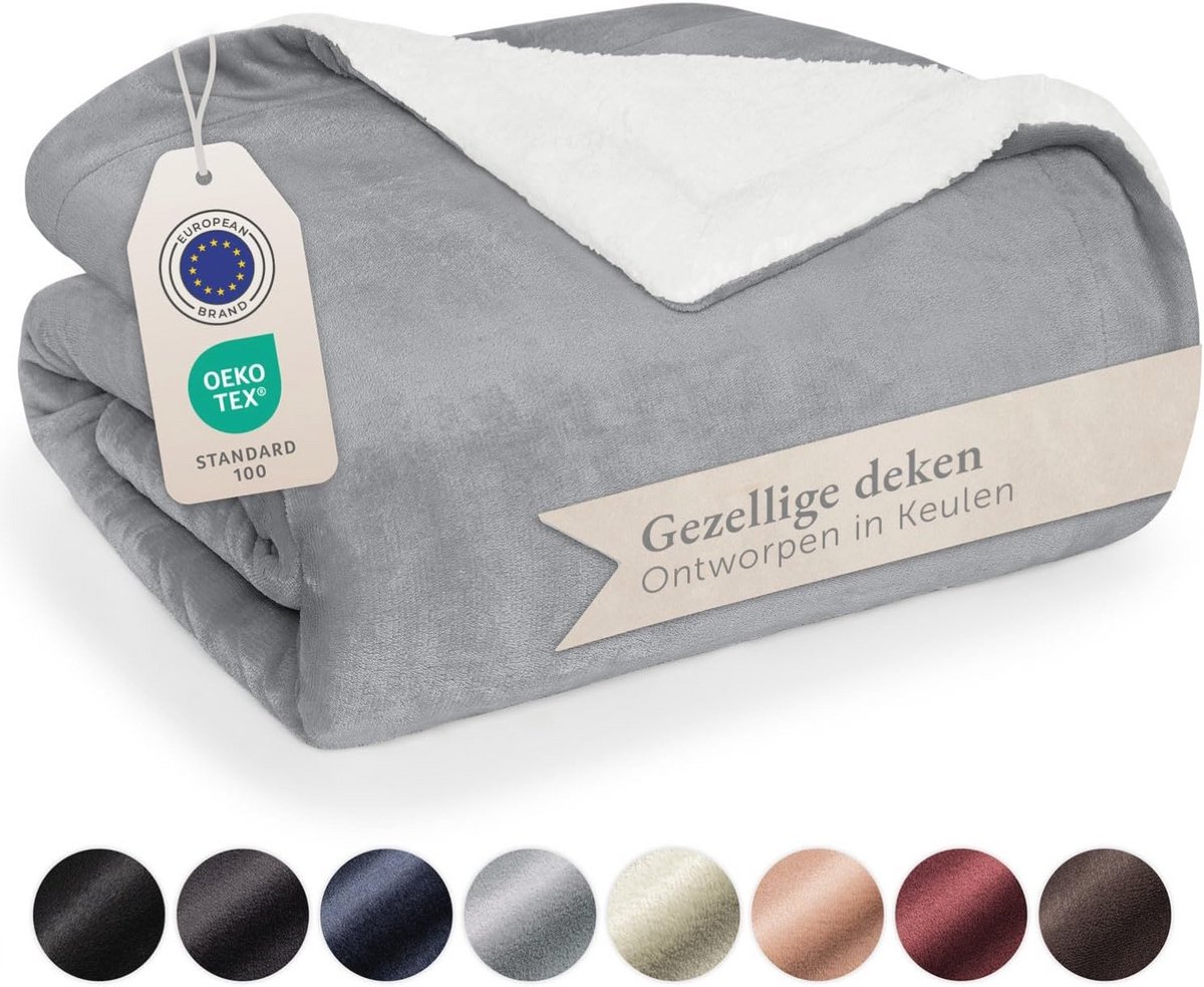 Fluffy Sherpa Dekbed - Hoogwaardige Fleece Dekens voor Banken, Bedden en Woonkamers - 150 x 200 cm - Grijs