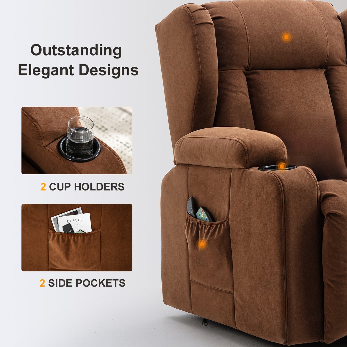 Elektrische Massage Relaxstoel met Kantelfunctie en - afbeelding 2