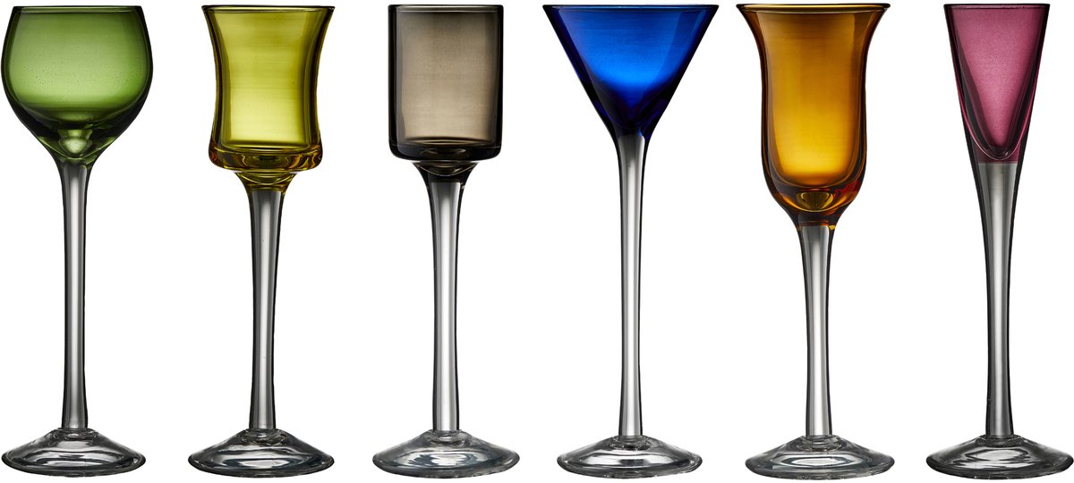 Lyngby Glas Likeurglazen - 5 cl - set van 6 - borrelglasjes voor schnaps en likeur, shotsglaasjes, vaatwasserbestendig
