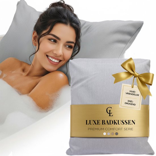 Badkussen – Luxe badkussens voor in bad – Dik en comfortabel Spa Kussen voor Hoofd, Hek en Rug – Hoofdsteun bad voor een spa ervaring thuis – Wasbare snel drogende Nekkussen Bad – Badkussen Lichtgrijs