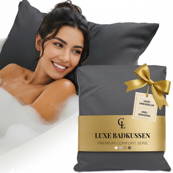 Badkussen – Luxe badkussens voor in bad – Dik en comfortabel Spa Kussen voor Hoofd, Hek en Rug – Hoofdsteun bad voor een spa ervaring thuis – Wasbare snel drogende Nekkussen Bad – Donkergrijs