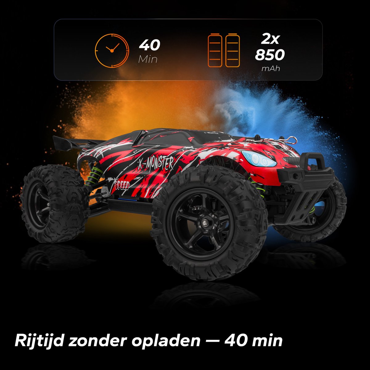 Overmax X-Monster 3.5 RC Auto – 4x4 – 1:18 Schaal – 30 km/h - Bereik 100 m – 2 Accu’s (40 min) – Extra Carrosserie – Offroad – TUV-gecertificeerd — afbeelding 11