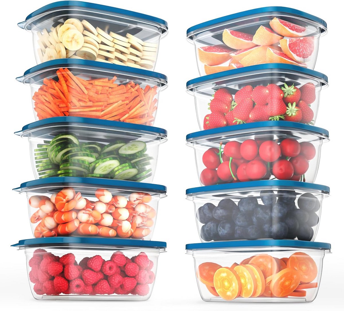 Voedselcontainers Set van 10 - 1000 ml Voorraaddozen voor Maaltijdpreparatie