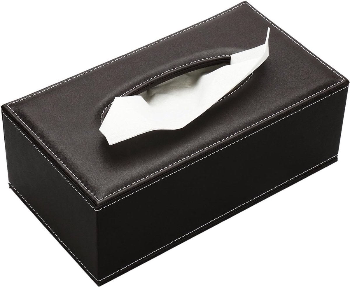 Goodivery ® Rechthoekige leren tissuebox voor thuis/kantoor/auto, 14 x 10 cm ,Zwart