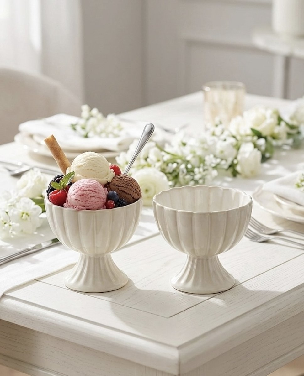 Almina bloomy 2 x ijsschaal - ijscoupe - dessert schaal - dessertcoupe