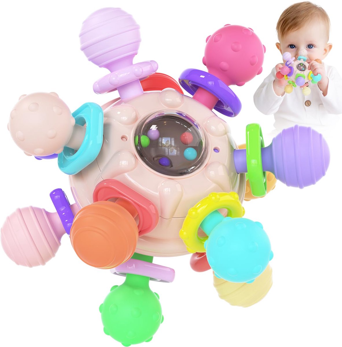 Namajunas - Baby speelgoed - Montessori Sensorisch Speelgoed - Bitey - Rammelaar - Bijtring Baby - Montessori Speelgoed - Grijp- en Bijtspeelgoed - Babyshower Cadeau - Spelen en ontdekken - Geschikt voor baby's van 3 maanden tot 2 jaar