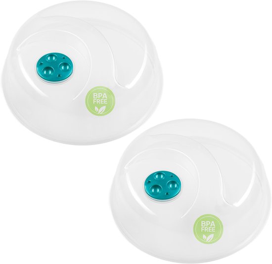 YUGN 2x Magnetron Deksel met Stoomopening - SET van 2 - Ø 26CM - Transparant - BPA-vrij - Kunststof - Magnetron Accessoire - eBook toegang