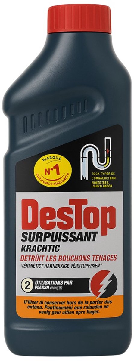 Destop Ontstopper Surpuissant – 500 ml – Voor alle leidingen – Verwijdert hardnekkige verstoppingen