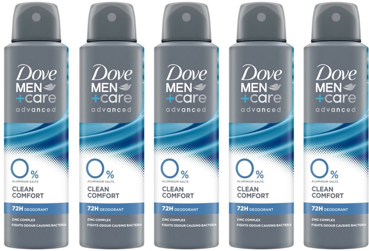Dove Men+Care Deo Spray - Clean Comfort 0% - 5 x 150 ml - Voordeelverpakking