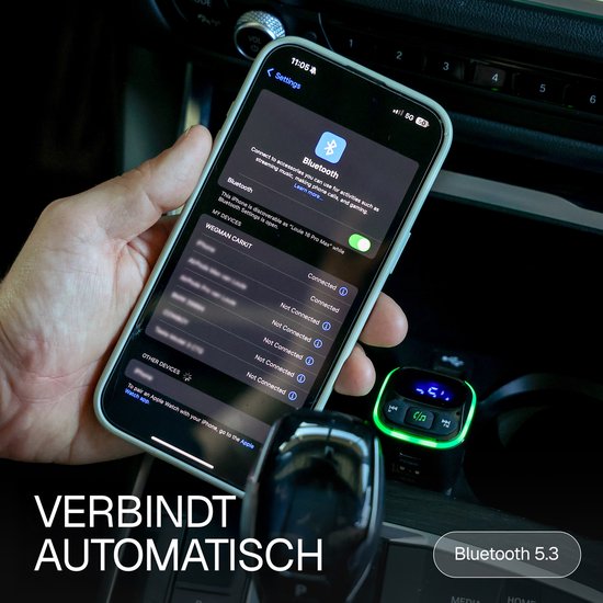 Wegman Bluetooth FM Transmitter - Handsfree Bellen Auto Carkit - Bluetooth Adapter Auto - 36W Autolader USB C - SD Kaart - USB Stick