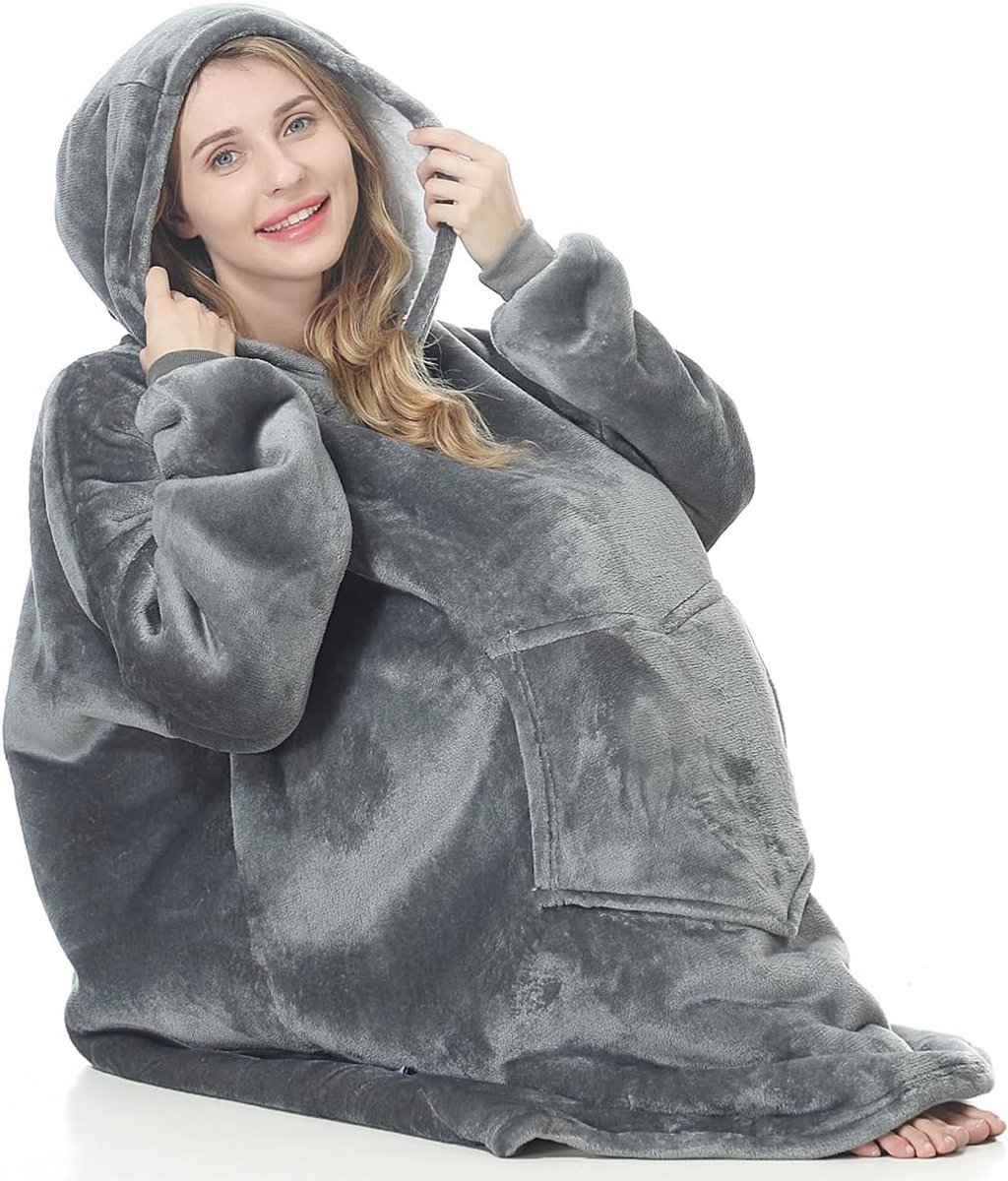 Oversized Draagbare Hoodiedeken van Ultragel zacht Sherpa-Fleece voor Comfort en Warmte