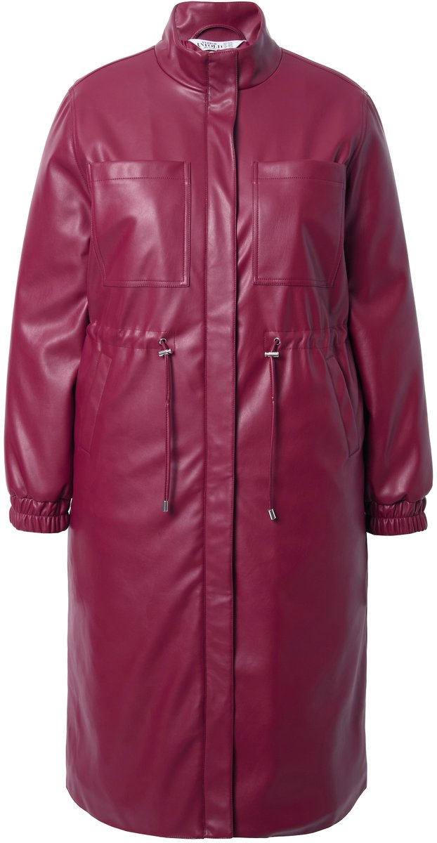 Studio Untold - Dames - Jas leerlook taille met trekkoord - Wijnrood - Maat 46+
