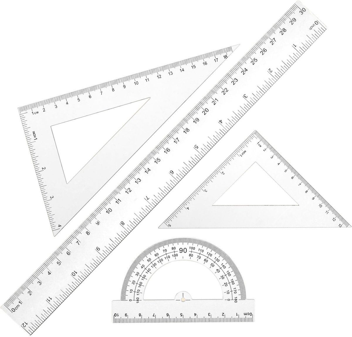 IMPERATORIS® Geometrie Set - Geodriehoeken & Passer Set - Schoolpasserset met Potloodvullingen, Gum, Linialen en Accessoire Voor Studenten - 4 delig