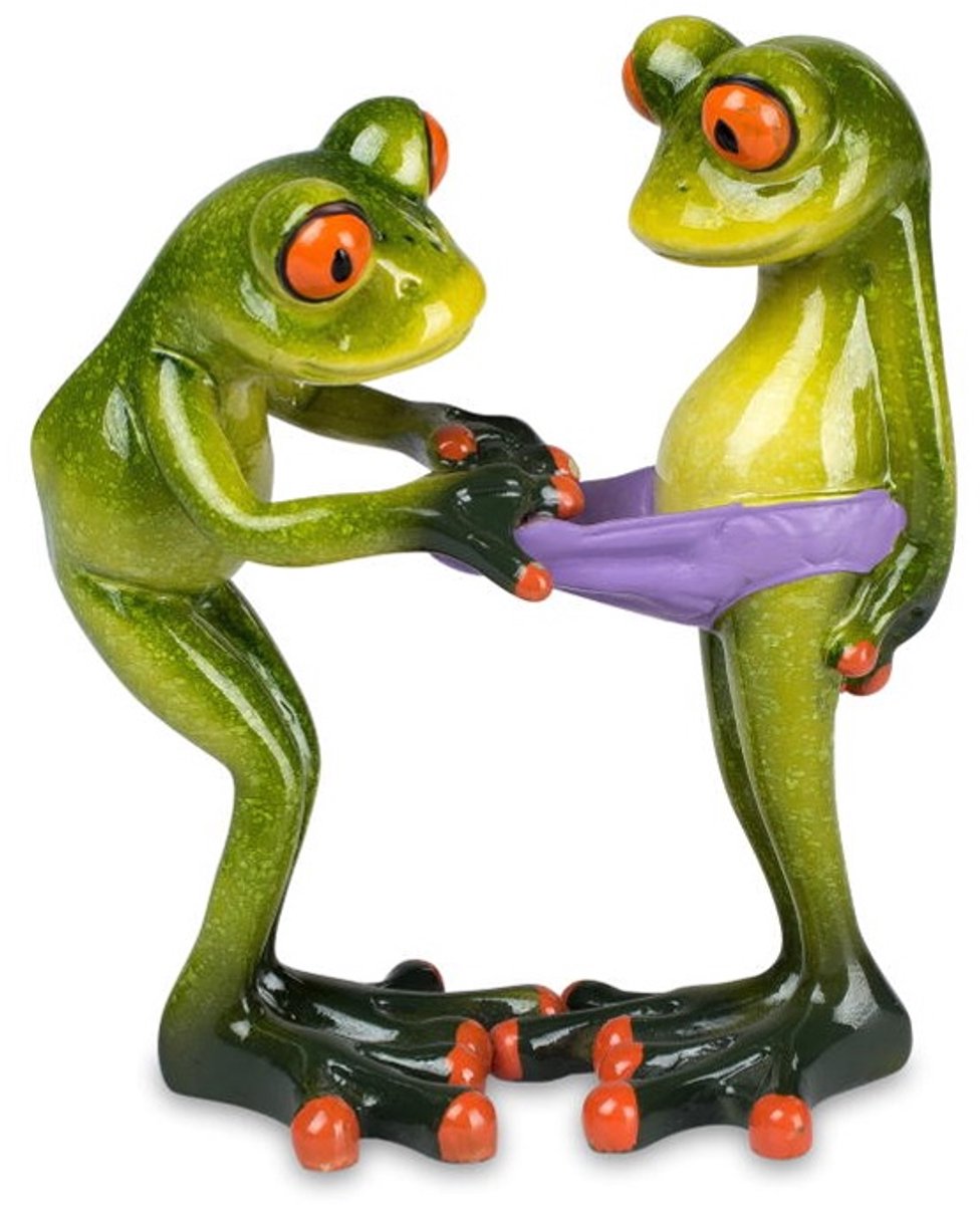 Kikkers - Liefde - Opkikker - Groen - Beeld - 14x11,5x6cm - Keramiek