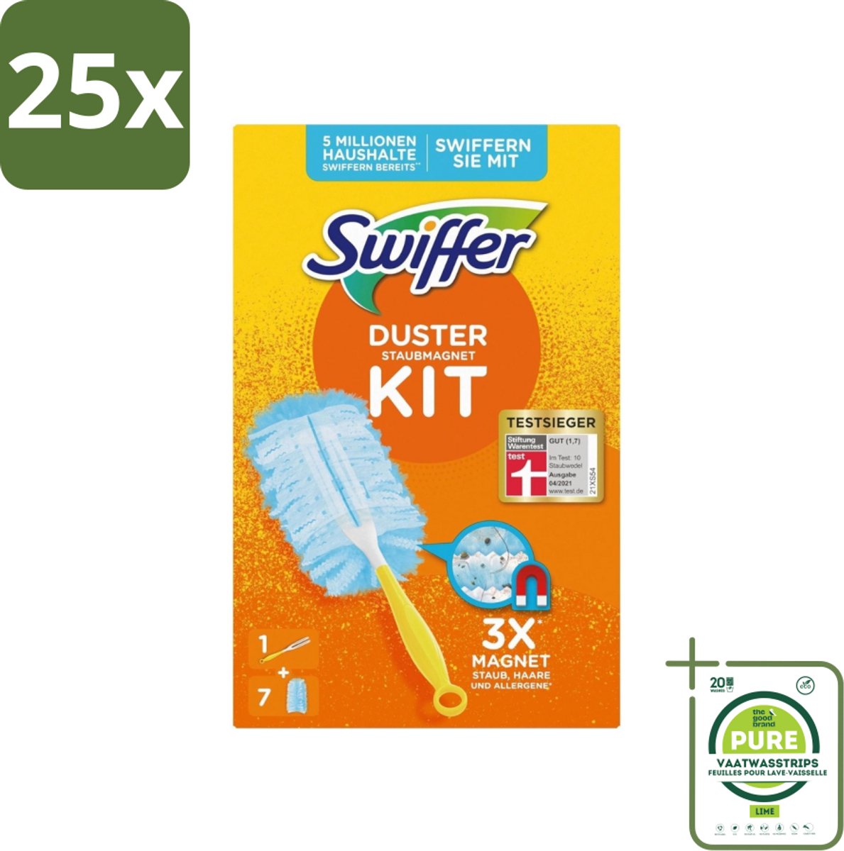 25 x Swiffer Duster Kit - Stofdoekjes - 1 Handvat & 7 Navuldoekjes - Grootverpakking - Stofzuiger - Stofdoek - Stof Verwijderen - Stofzuiger Voor Meubels - Stofzuiger Voor Auto