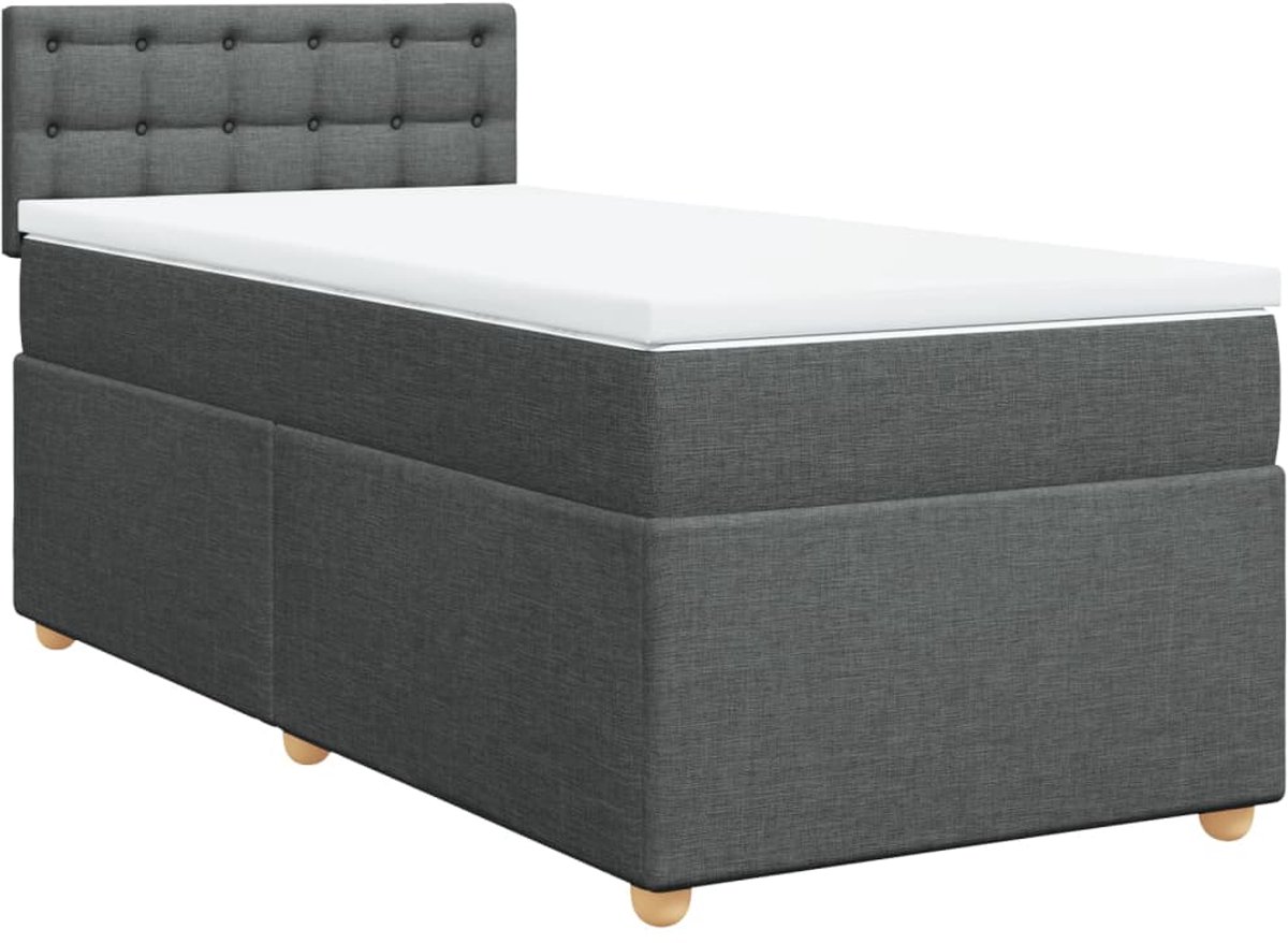 Eenpersoonsbed | Tienerbed | Volwassenenbed Boxspring met matras stof donkergrijs Single