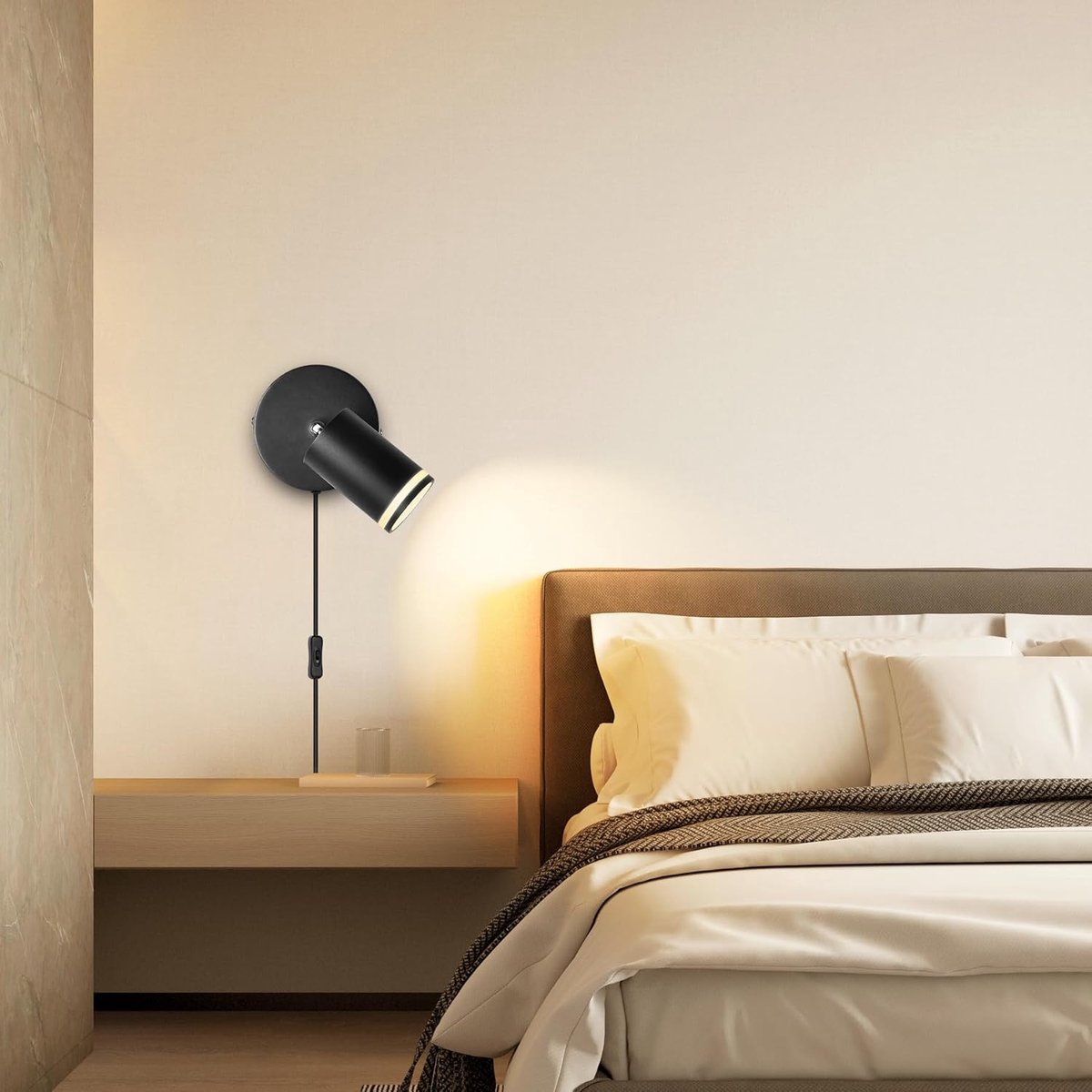 Wandlamp Met Schakelaar, Vintage, Industriële Wandlamp Van Metaal In Wit Leeslamp Verstelbaar Met Stekker Kabel E27 Fitting Nachtlampje Voor Slaapkamer Woonkamer
