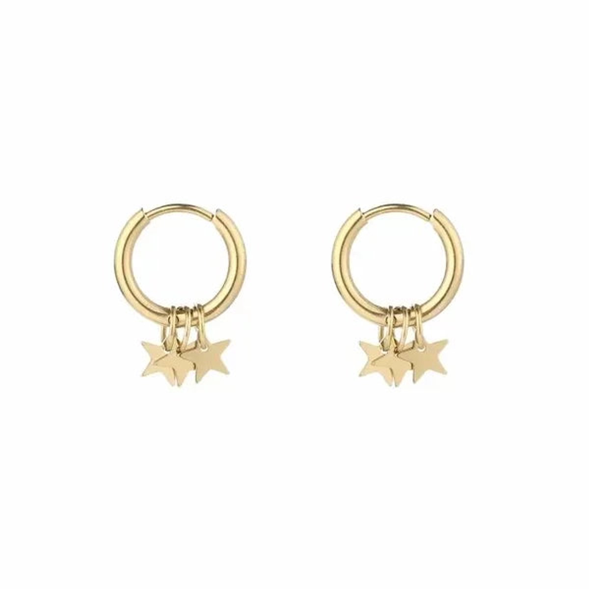Kleine oorhangers met sterren | Gouden oorbellen | Stainless steel | Waterproof | Nikkelvrij | Cadeau | Sint | Kerst | Dames sieraden