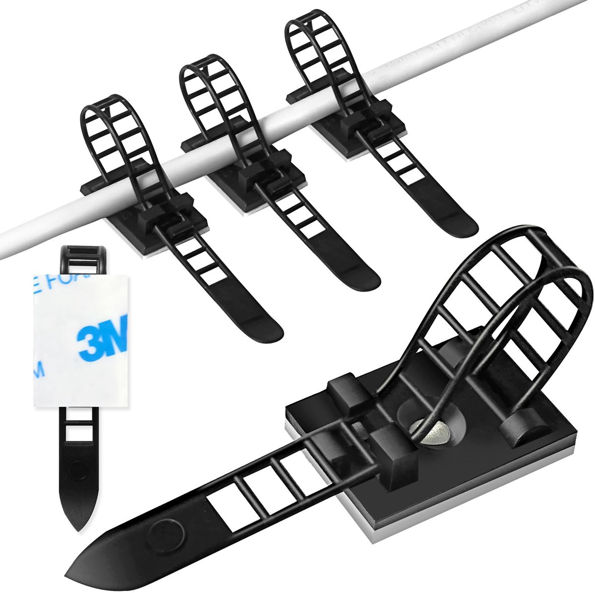 IMPERATORIS® Kabelclips - Kabelbinders - Kabelorganizer - Kabel Management - Voor Bureau, Muur & Meubel - 100 Stuks - kabelklemmen
